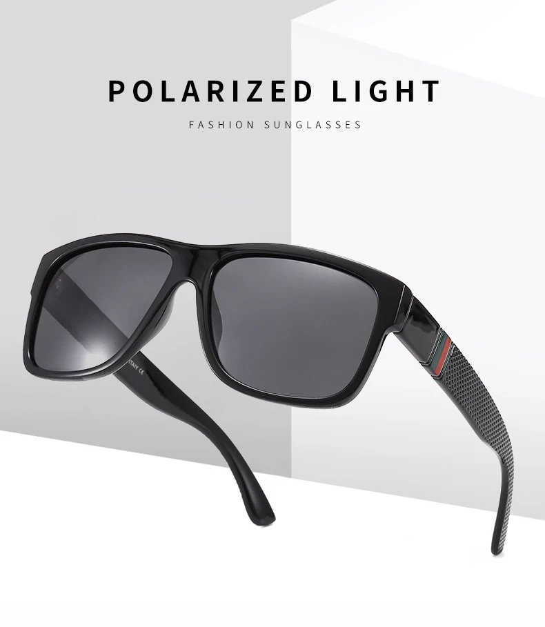 Fashion square polarized sunglasses men vintage plastic male sun glasses women stylish black sport shades uv400