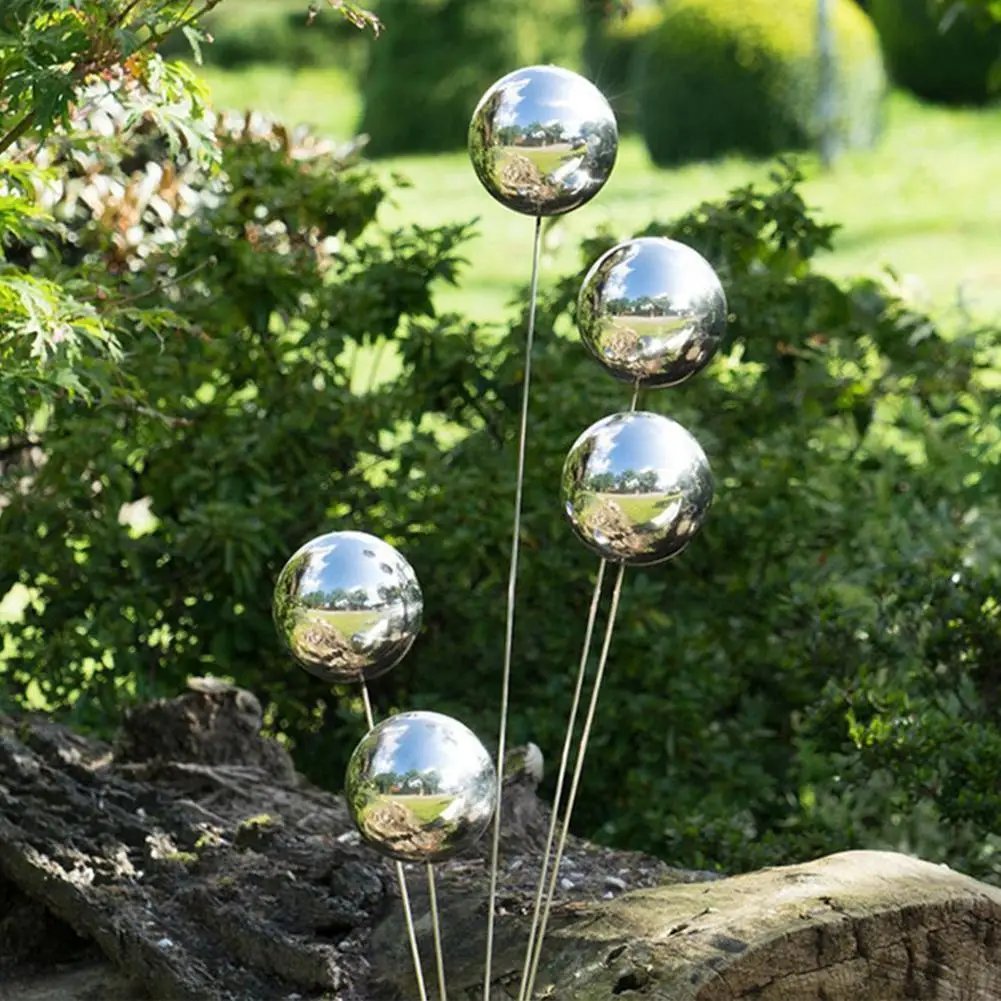 25mm~100mm 201 steel hollow ball decoration high gloss glitter sphere mirror hollow balls for home garden decoration supplies