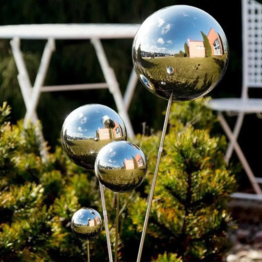 25mm~100mm 201 steel hollow ball decoration high gloss glitter sphere mirror hollow balls for home garden decoration supplies