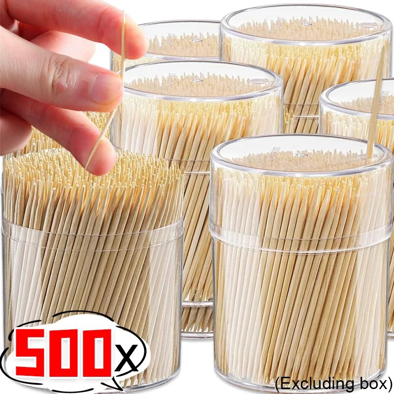 500pcs disposable natural bamboo toothpicks double headed cake fruit picks home kitchen restaurant portable teeth cleaning tool