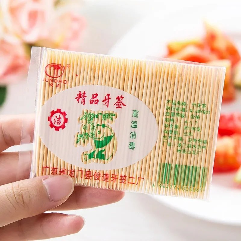 500pcs disposable natural bamboo toothpicks double headed cake fruit picks home kitchen restaurant portable teeth cleaning tool