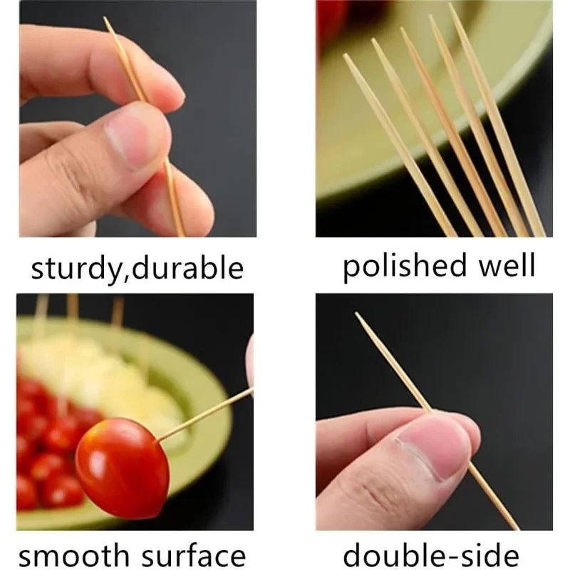 500pcs disposable natural bamboo toothpicks double headed cake fruit picks home kitchen restaurant portable teeth cleaning tool