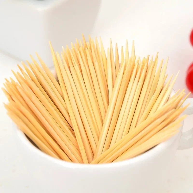 500pcs disposable natural bamboo toothpicks double headed cake fruit picks home kitchen restaurant portable teeth cleaning tool