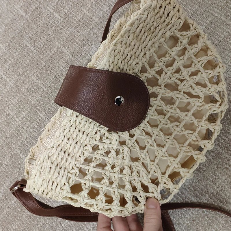 Yogodlns summer straw bag for women fashion semicircle crossbody bags rattan handmade messenger handbag travel beach bags tote