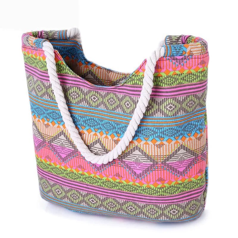 Casual summer beach women bag, hot sale high quality canvas handbags, fashion shoulder  lunch bag