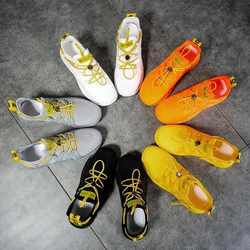 Summer men yellow orange sneakers 2023 lace up shoes casual breathable white mens designer sports outdoor trainers running shoes