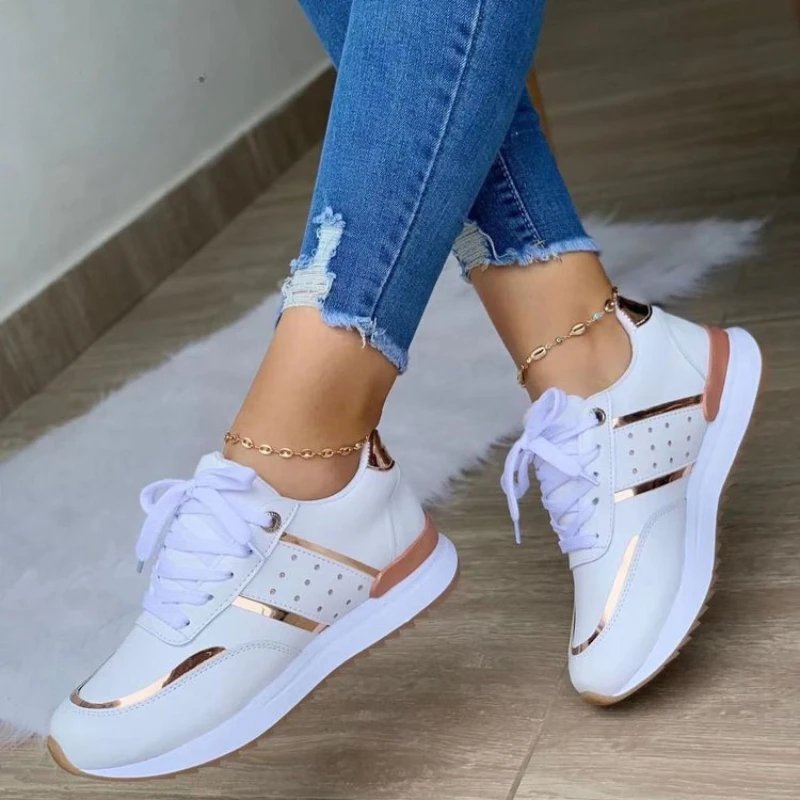 2024 women's mesh sneakers patchwork lace up flat shoes for women lightweight female shoes classic versatile zapatillas de mujer