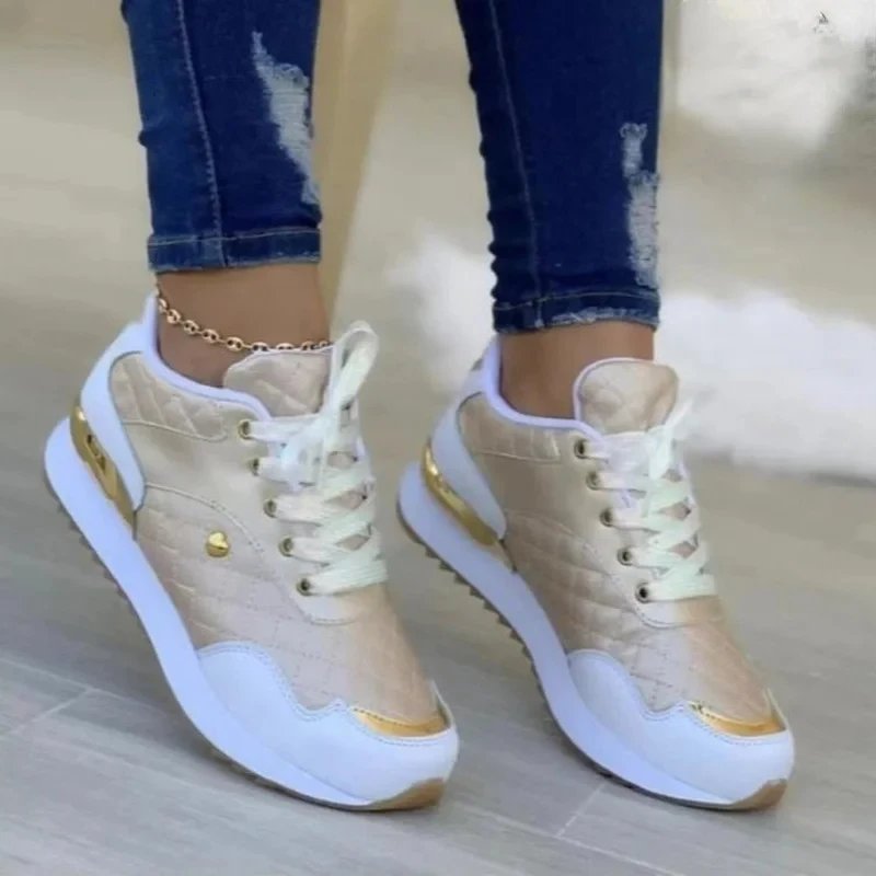 2024 women's mesh sneakers patchwork lace up flat shoes for women lightweight female shoes classic versatile zapatillas de mujer