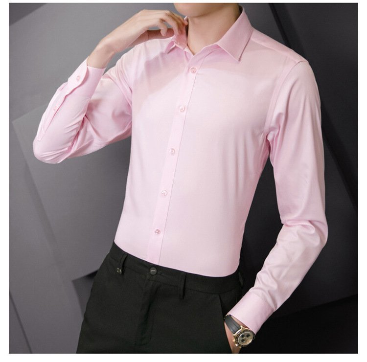 New plus size men solid color business shirt fashion classic basic casual slim white long sleeve shirt brand clothes