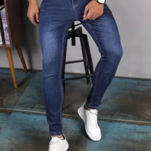 Men's Slim-Fit Stretch Denim Jeans - Casual Skinny Trousers with Pockets