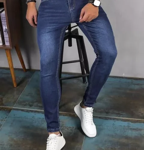 Men's Slim-Fit Stretch Denim Jeans - Casual Skinny Trousers with Pockets