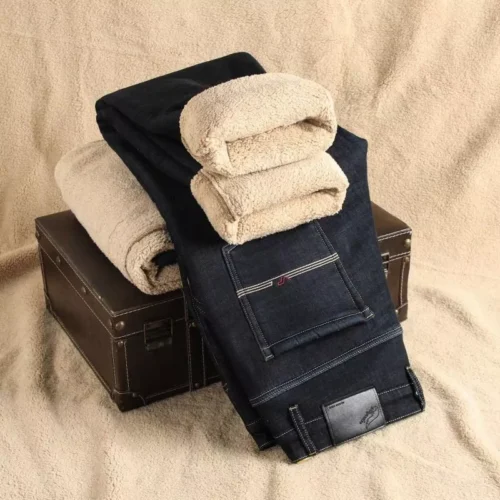 Winter Warm Thick Fleece-Lined Men's Straight Leg Jeans