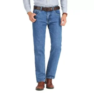 Men's Stretch Slim Fit Straight Jeans - Classic Cotton Denim Trousers