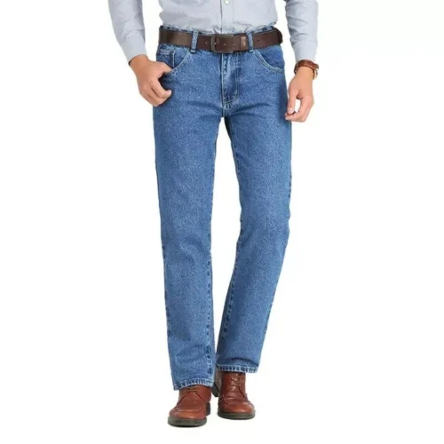 Men's Stretch Slim Fit Straight Jeans - Classic Cotton Denim Trousers