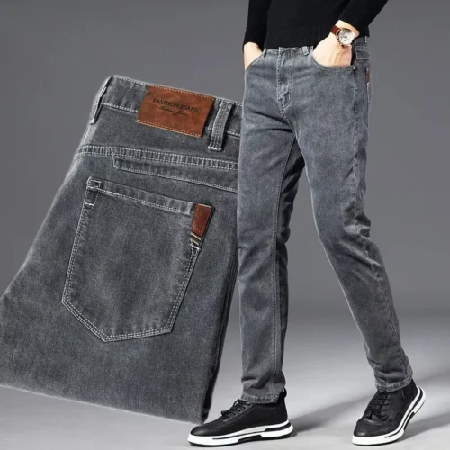 Classic Stretch Denim Jeans - Straight Fit Men's Vintage Jeans