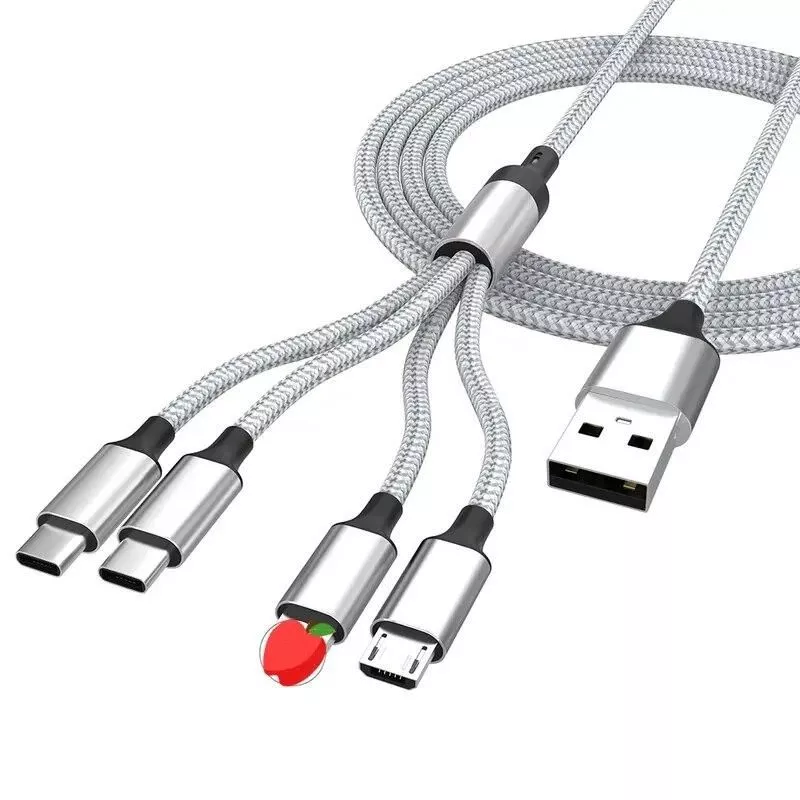 4-in-1 Fast Charge & Data Sync Multi Charger Cable for Android, iPhone & Type-C Devices