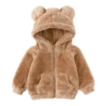 Cozy Plush Bear Ear Hooded Winter Coat for Toddlers and Kids