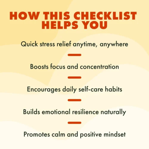 Mindful Moments for Teens Checklist | Printable Digital Download | Mindfulness Activities for Teens | Stress Relief, Self Care, Calm & Focus