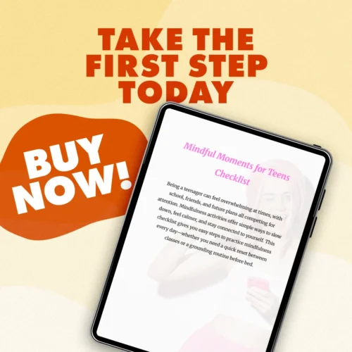 Mindful Moments for Teens Checklist | Printable Digital Download | Mindfulness Activities for Teens | Stress Relief, Self Care, Calm & Focus