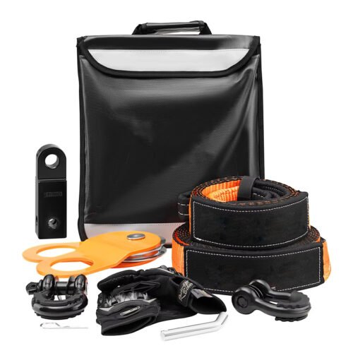 Off-Road Winch Recovery Kit with 30,000 lbs Tow Straps and 44,092 lbs D-Ring Shackles
