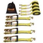 4PK Ratchet Tie Down Straps 10000 lb Break Strength with Double J Hook for Cargo