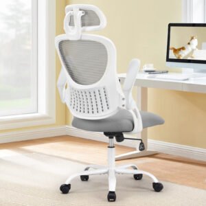Ergonomic Mesh Office Chair with Adjustable Headrest and Flip-Up Armrests