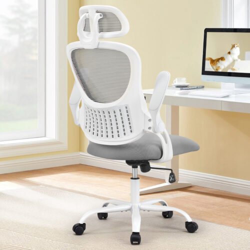 Ergonomic Mesh Office Chair with Adjustable Headrest and Flip-Up Armrests