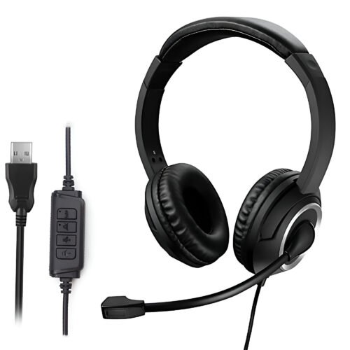 USB Wired Headset with Noise Cancelling Microphone for PC, Laptop & Call Center
