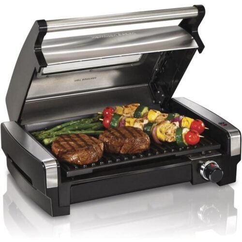 Electric Indoor Searing Grill with Viewing Window & Adjustable Temperature Control