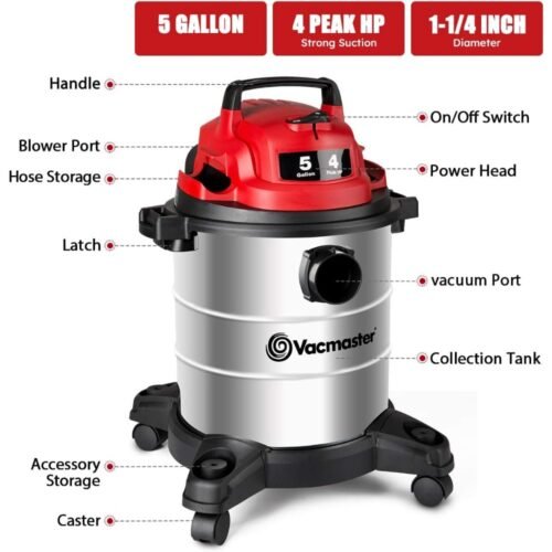 Powerful 5-Gallon Wet Dry Vacuum with Blower