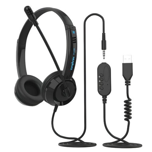 USB & 3.5mm Wired Headset with Microphone