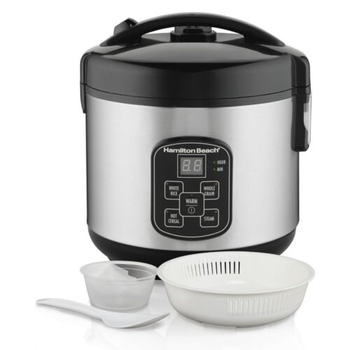 8-Cup Digital Programmable Rice Cooker & Steamer with Rinse Basket