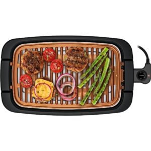 Smokeless Indoor Electric Grill with Adjustable Temperature Control, Nonstick Parts