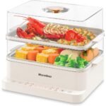Electric Food Steamer 6.4Qt, 2-Tier Vegetable Steamer with Timer & Keep Warm