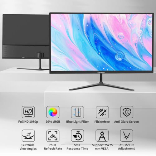 24 Inch FHD 1080p Computer Monitor with 75Hz Refresh Rate and AMD FreeSync