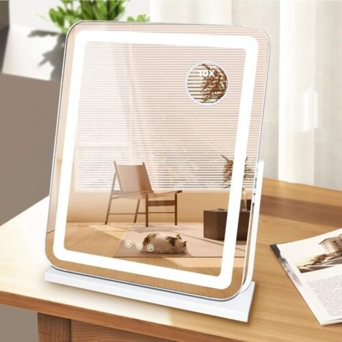Lighted Vanity Mirror with 10X Magnification and Adjustable Brightness