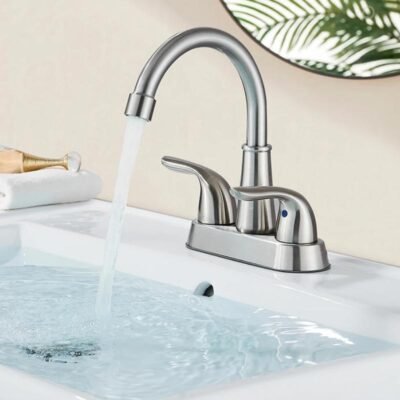 Integrated Brass Sink Faucet with Dual Handles - Hot & Cold Water Deck Mount