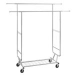 Adjustable Double Hanging Rod Garment Rack with Storage Shelf