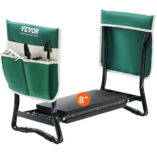 Foldable Garden Kneeler and Seat with 8" EVA Pad, Tool Pouches, and 330 lbs Capacity