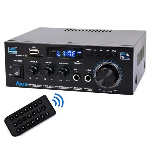 HiFi Bluetooth Stereo Amplifier 2.0 Channel with USB, AUX, FM & Remote