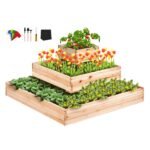 Wooden Raised Garden Bed Planter Box for Flowers, Herbs & Vegetables