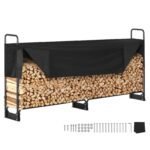 Heavy-Duty Outdoor Firewood Rack with Waterproof Cover – Holds 1/2 Cord of Wood