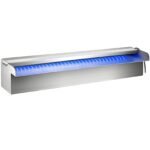 LED Pool Fountain Waterfall Spillway for Outdoor Garden, Stainless Steel Water Feature