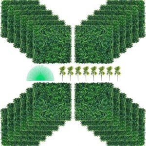 Artificial Boxwood Panels - 24pcs Faux Hedge Wall Panels for Privacy & Decor
