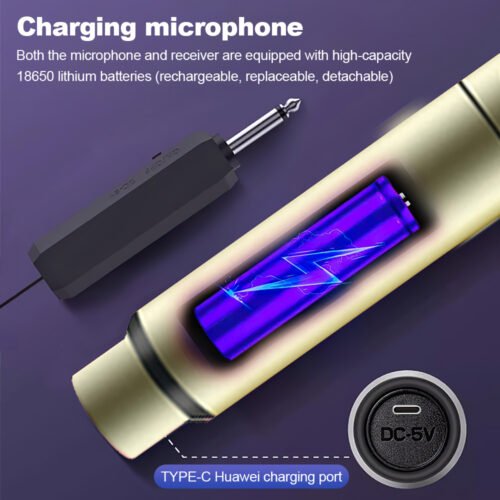 19152-cc9222.jpg Wireless Rechargeable Handheld UHF Microphone with Receiver for Karaoke and Meetings