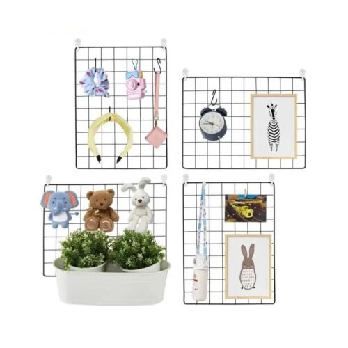 Double-Sided Grid Wall Panels with Hooks for Displays & Organization