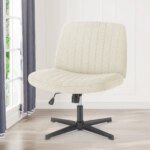 Wide Armless Swivel Desk Chair for Home Office & Vanity