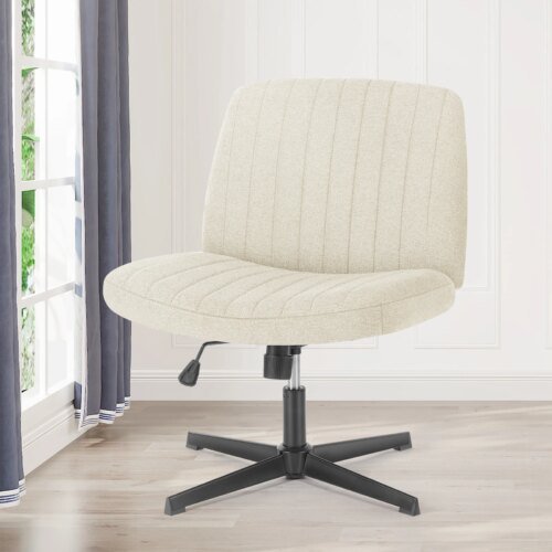 Wide Armless Swivel Desk Chair for Home Office & Vanity