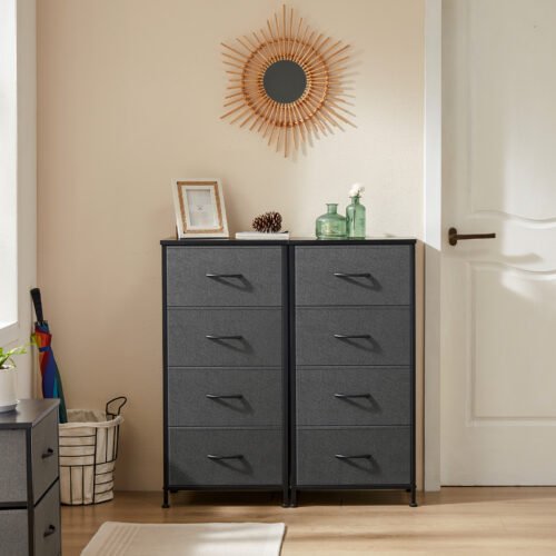 4-Drawer Bedroom Dresser with Fabric Storage & Steel Frame – Modern Nightstand