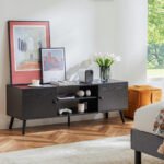 Wooden Fireplace TV Stand for 60-Inch TVs – Modern Entertainment Center with Storage